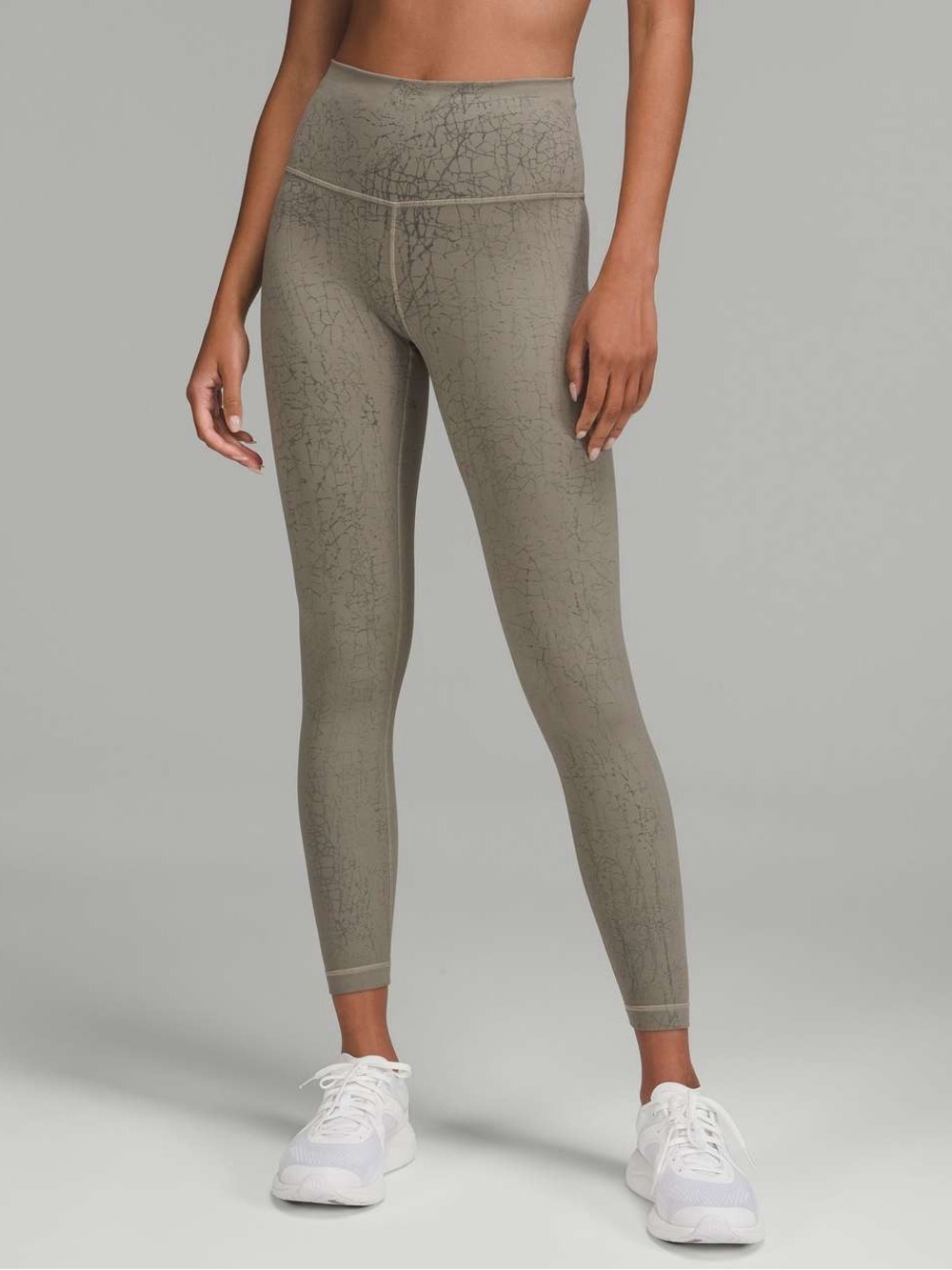 Lululemon Wunder Under 25” Leggings Gray Black Crackle Print High Rise Yoga - 4 - Picture 1 of 8